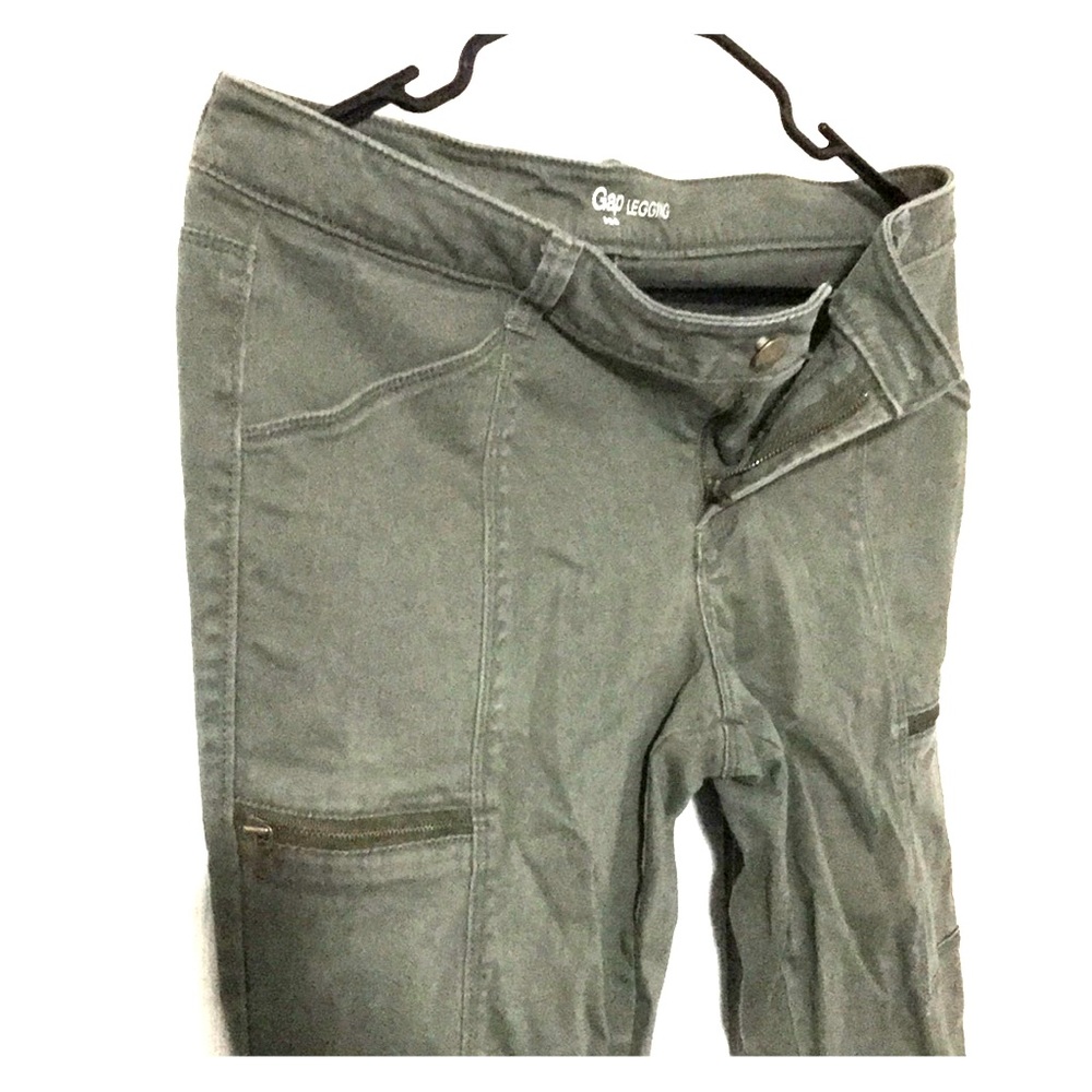 Olive green leggings with zippers